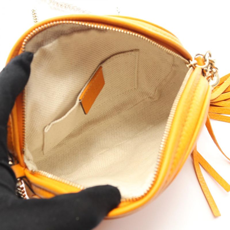 Gucci Shoulder Bag Soho 353965 Orange Leather Soho Mini Chain Shoulder Ladies