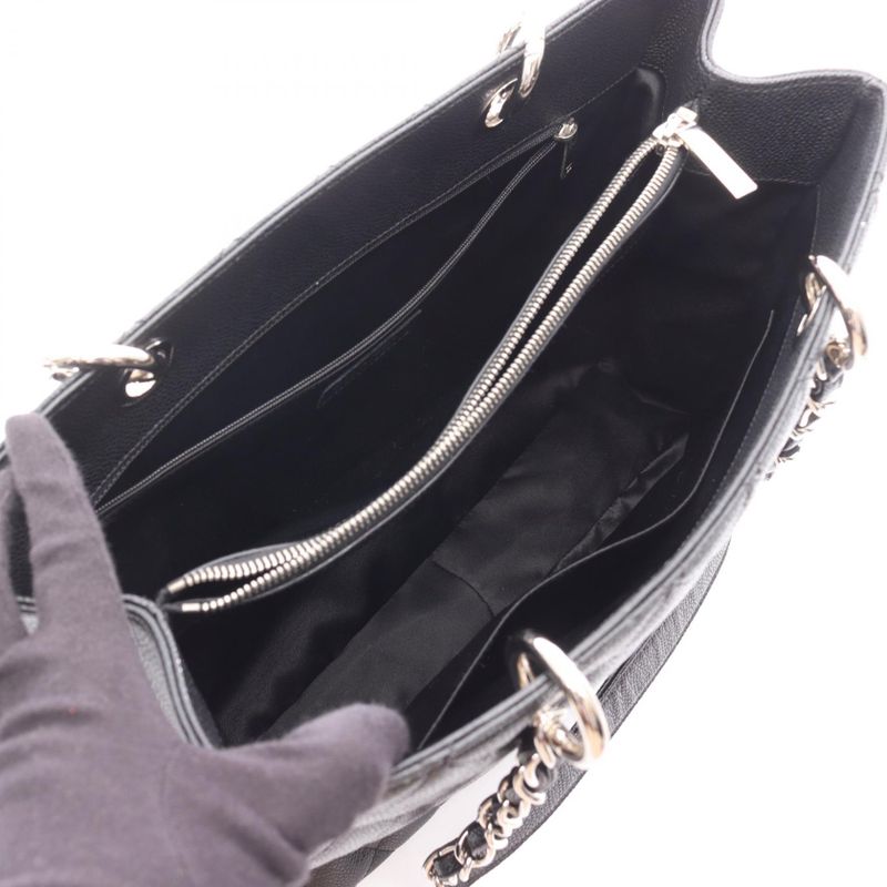 Chanel Tote Bag Matelasse Grand Shopping GST Black Caviar Skin (grained Calf)
