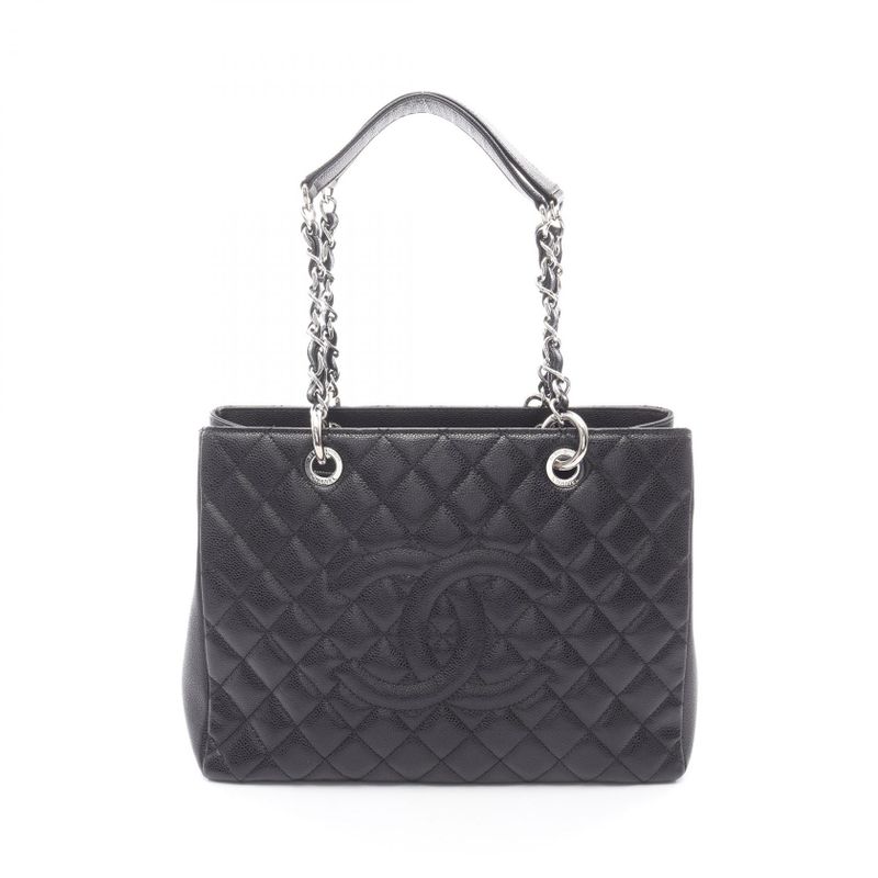 Chanel Tote Bag Matelasse Grand Shopping GST Black Caviar Skin (grained Calf)
