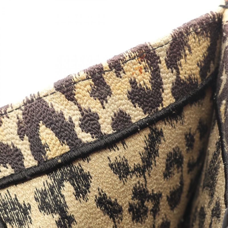 Dior Tote Bag BOOK TOTE Large M1286zrhm-m19 Black Beige Leopard Canvas Book