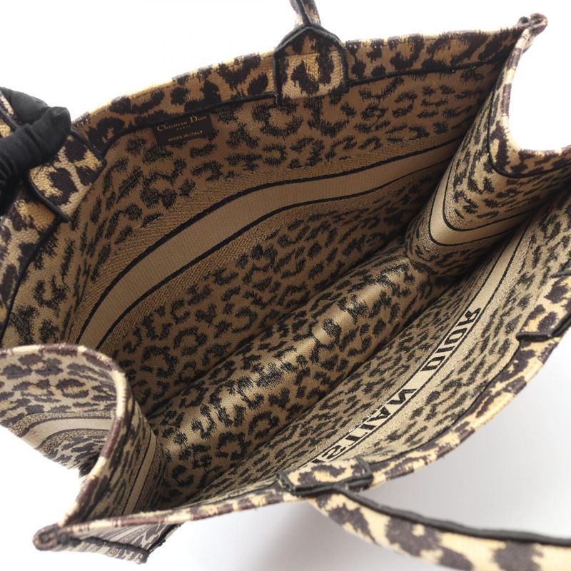Dior Tote Bag BOOK TOTE Large M1286zrhm-m19 Black Beige Leopard Canvas Book