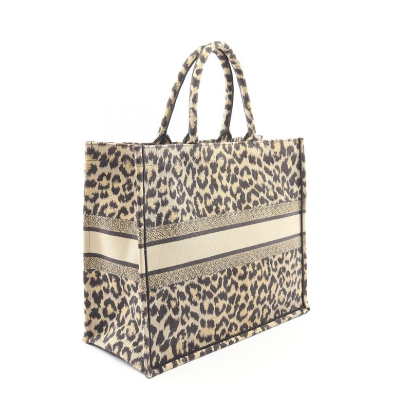 Dior Tote Bag BOOK TOTE Large M1286zrhm-m19 Black Beige Leopard Canvas Book