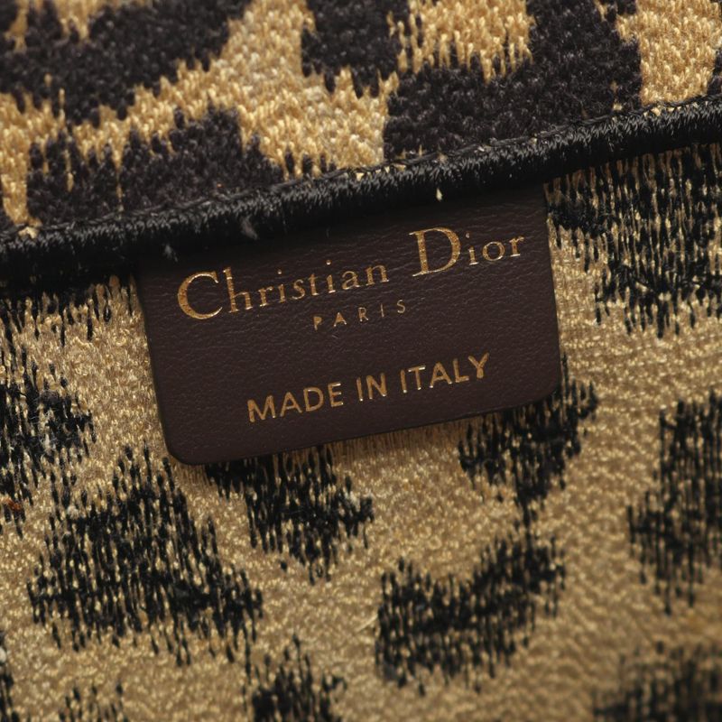 Dior Tote Bag BOOK TOTE Large M1286zrhm-m19 Black Beige Leopard Canvas Book