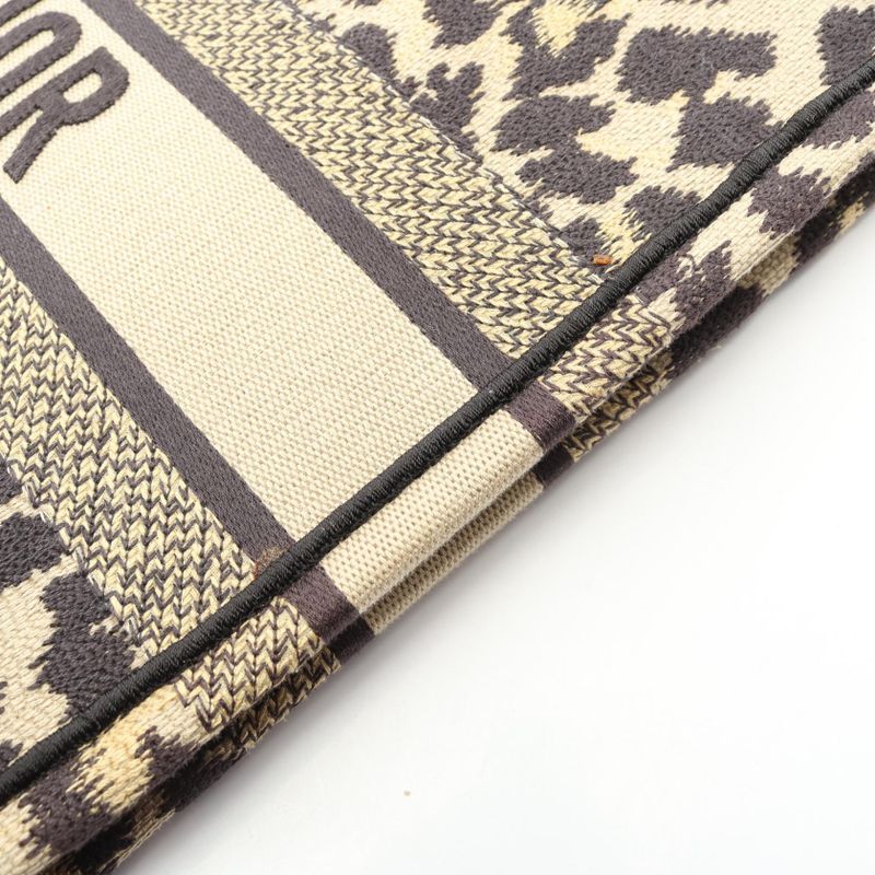 Dior Tote Bag BOOK TOTE Large M1286zrhm-m19 Black Beige Leopard Canvas Book