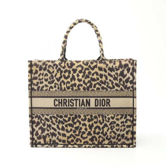 Dior Tote Bag BOOK TOTE Large M1286zrhm-m19 Black Beige Leopard Canvas Book