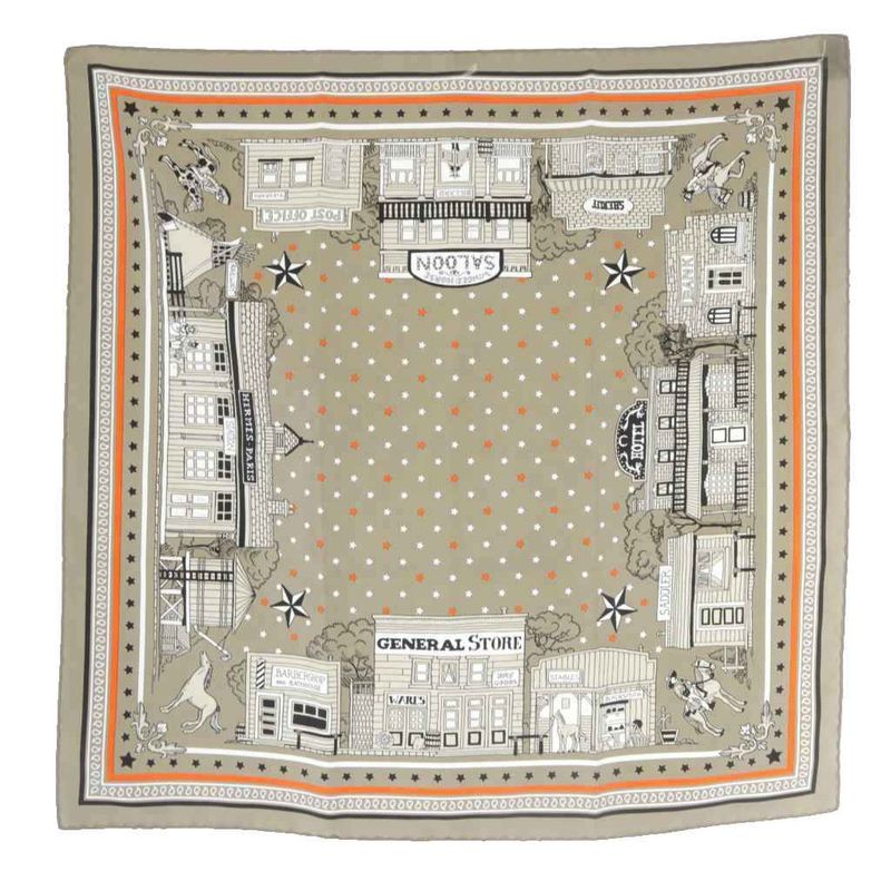 Hermes Paris Station Scarf All Over Pattern Greige Carre 55