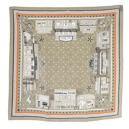 Hermes Paris Station Scarf All Over Pattern Greige Carre 55