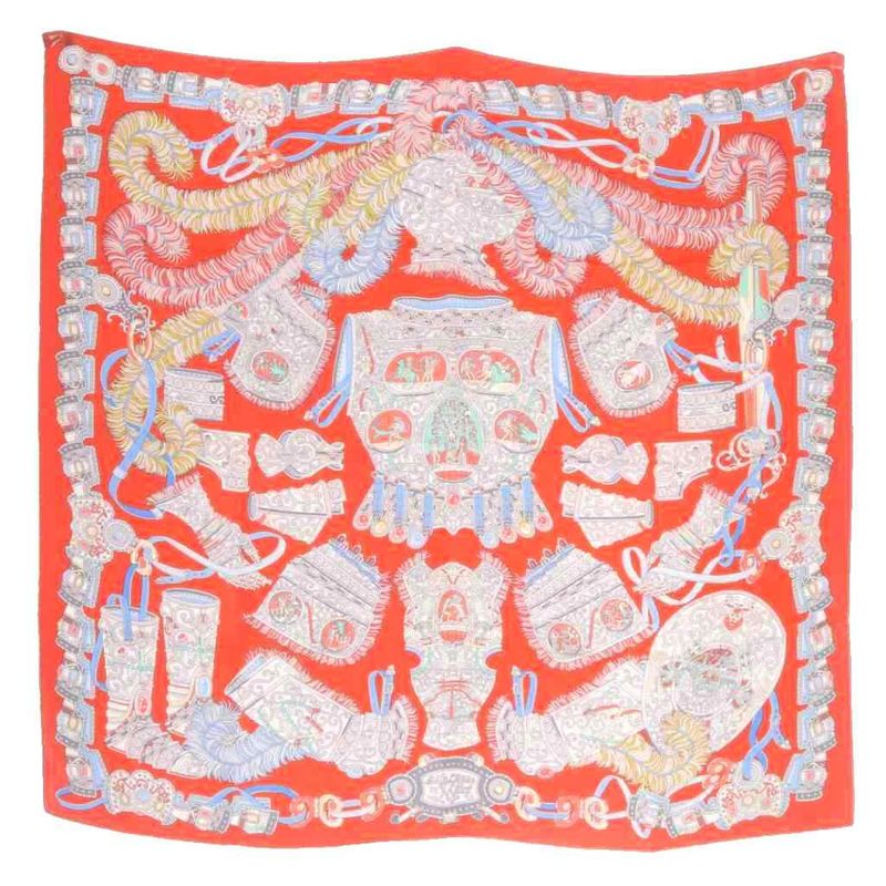 Hermes Carre90 Sous Le Gide De Mars God Of War Mars Scarf Pink