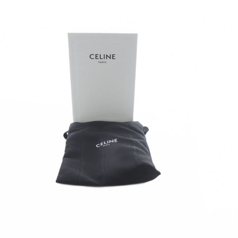 Celine Large Wallet Triomphe Shiny Calfskin Long Wallet Bifold Black Yo14 • Oh