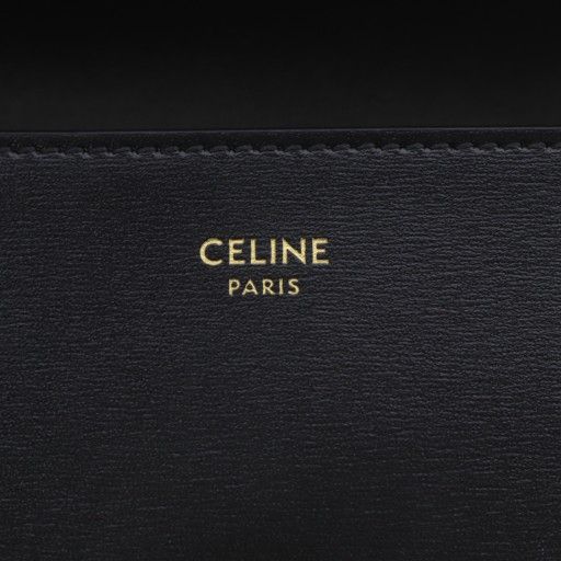 Celine Large Wallet Triomphe Shiny Calfskin Long Wallet Bifold Black Yo14 • Oh