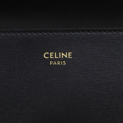Celine Large Wallet Triomphe Shiny Calfskin Long Wallet Bifold Black Yo14 • Oh