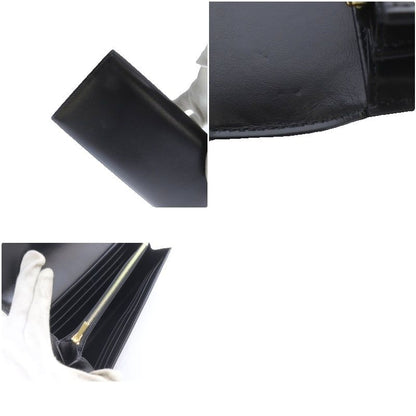 Celine Large Wallet Triomphe Shiny Calfskin Long Wallet Bifold Black Yo14 • Oh