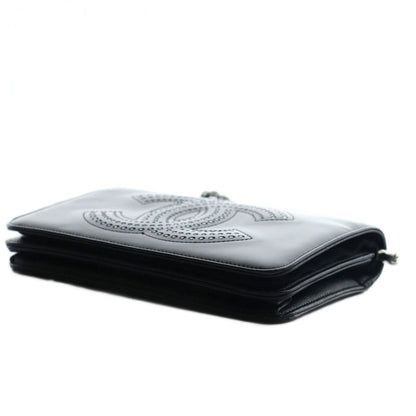 Chanel Strass CC No 13 Chain Wallet Shoulder Bag Coco Mark Rhinestone Black Aq