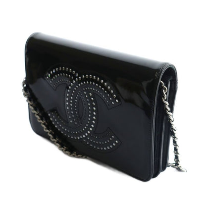 Chanel Strass CC No 13 Chain Wallet Shoulder Bag Coco Mark Rhinestone Black Aq