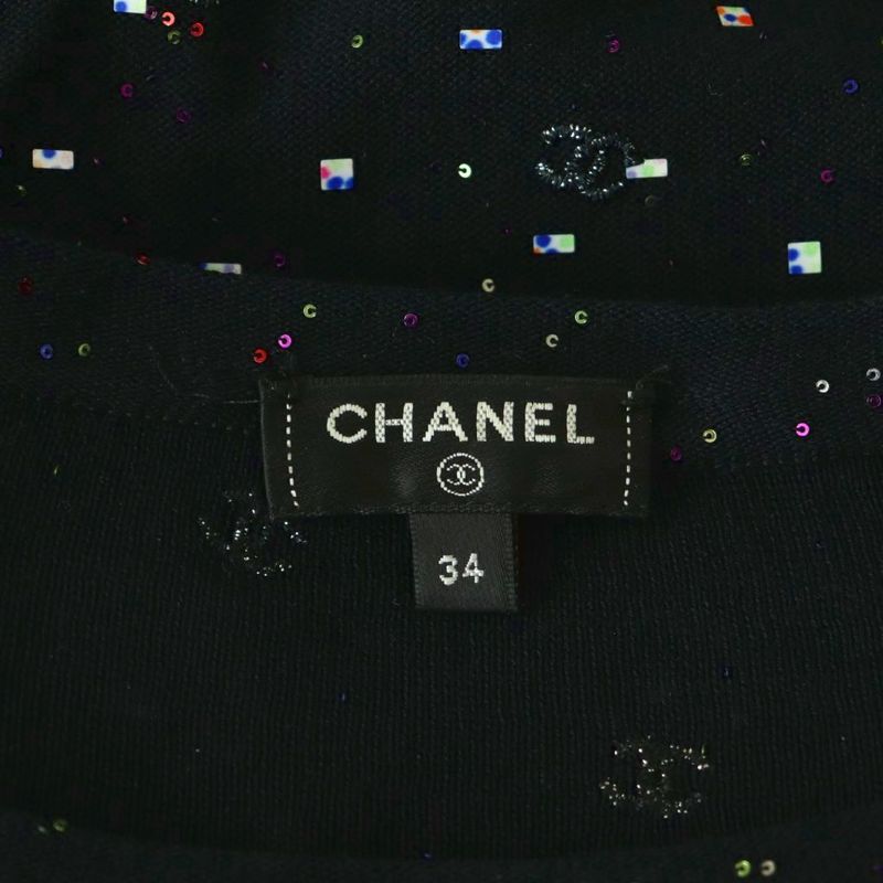 Chanel Coco Mark Embroidered Sequin Long T-Shirt Knit Cut And Sewn Long Sleeve