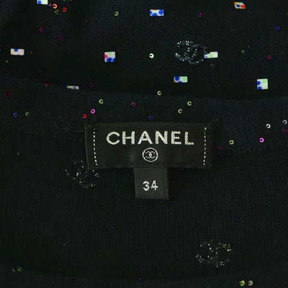 Chanel Coco Mark Embroidered Sequin Long T-Shirt Knit Cut And Sewn Long Sleeve