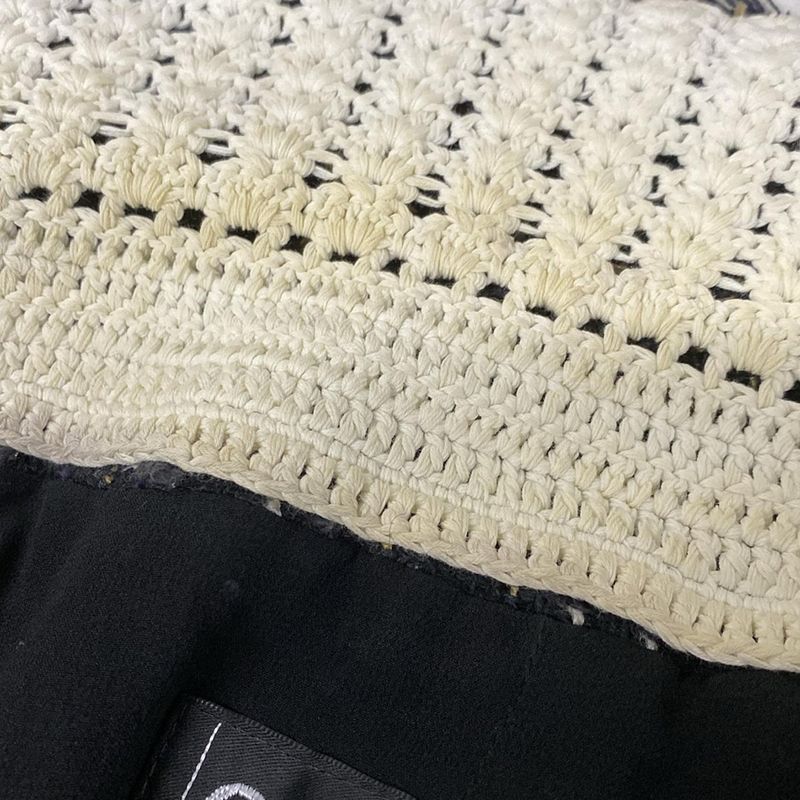 Chanel Jacket Size 38 M Women's P23332 Black X Beige X White Long Sleeve Tweed