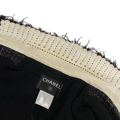 Chanel Jacket Size 38 M Women's P23332 Black X Beige X White Long Sleeve Tweed