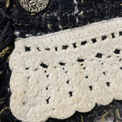 Chanel Jacket Size 38 M Women's P23332 Black X Beige X White Long Sleeve Tweed