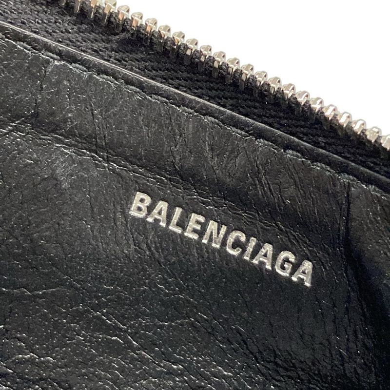 Balenciaga Coin Case - 717784 Black Shape Pressed Fragment Case Leather