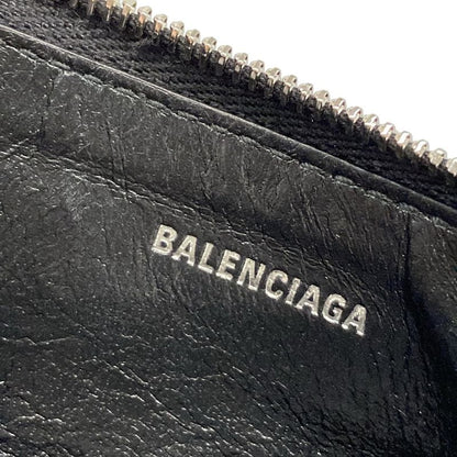 Balenciaga Coin Case - 717784 Black Shape Pressed Fragment Case Leather