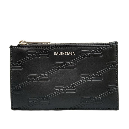 Balenciaga Coin Case - 717784 Black Shape Pressed Fragment Case Leather