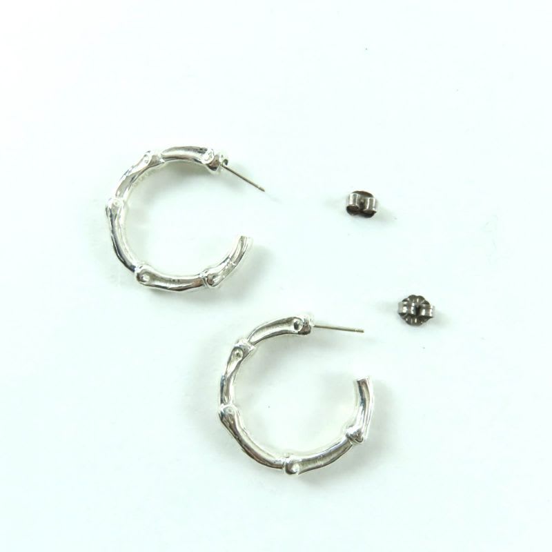 Tiffany & Co 925 Bamboo Hoop Earrings Accessories Silver Box Storag
