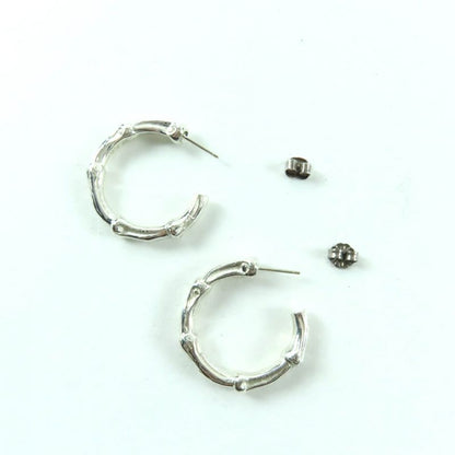 Tiffany & Co 925 Bamboo Hoop Earrings Accessories Silver Box Storag