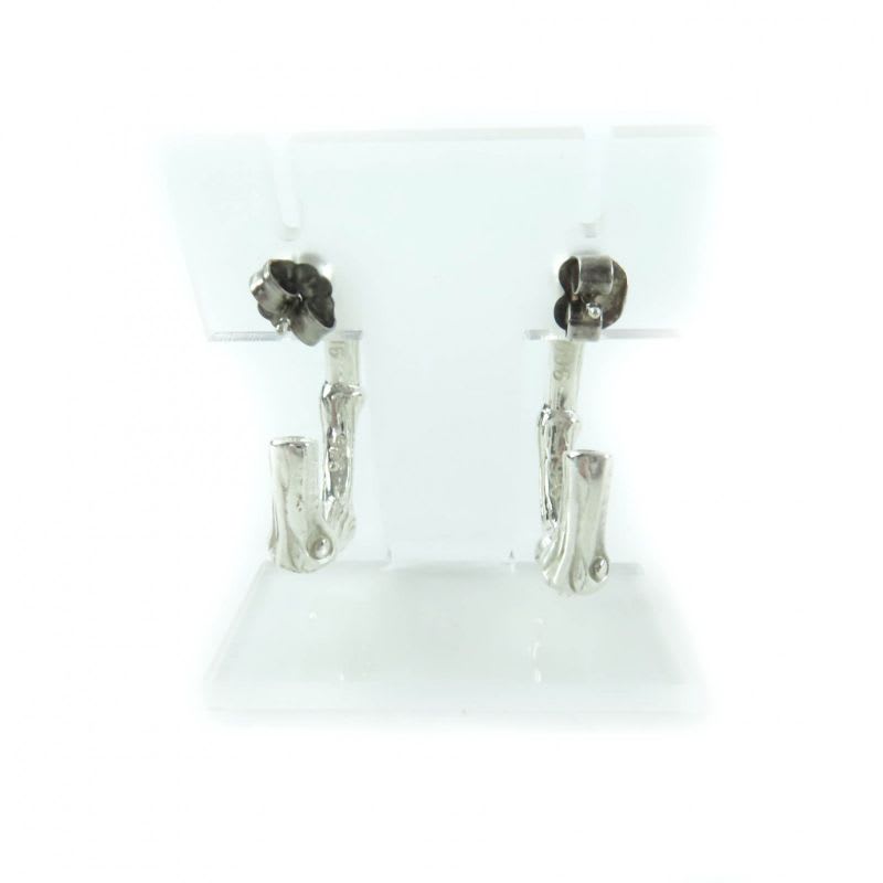 Tiffany & Co 925 Bamboo Hoop Earrings Accessories Silver Box Storag