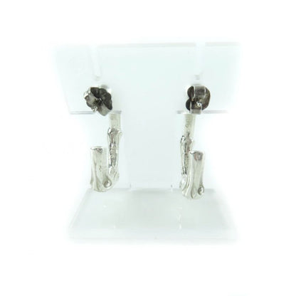 Tiffany & Co 925 Bamboo Hoop Earrings Accessories Silver Box Storag