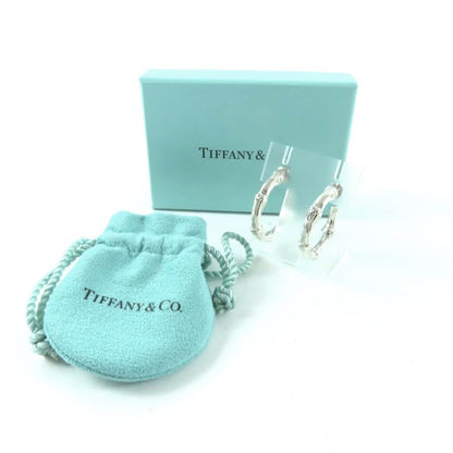 Tiffany & Co 925 Bamboo Hoop Earrings Accessories Silver Box Storag