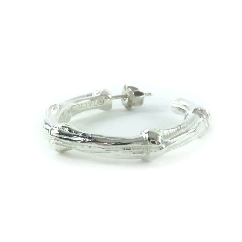 Tiffany & Co 925 Bamboo Hoop Earrings Accessories Silver Box Storag