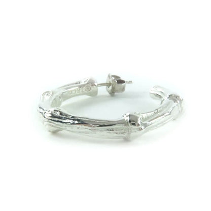 Tiffany & Co 925 Bamboo Hoop Earrings Accessories Silver Box Storag
