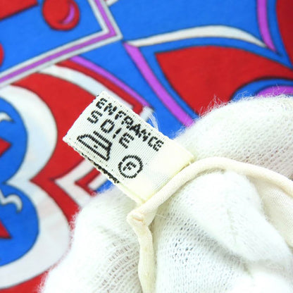 Hermes 100% Silk Paisley Motif All-over Pattern Shawl Scarf Ivory Red Blue