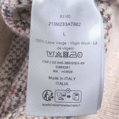 Dior Homme 213 M233 At662 100% Wool Oblique Allover Pattern Knit Cardigan Beige