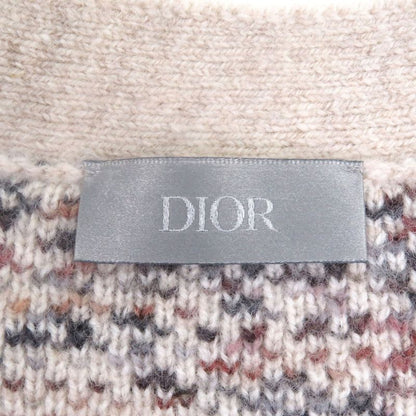 Dior Homme 213 M233 At662 100% Wool Oblique Allover Pattern Knit Cardigan Beige