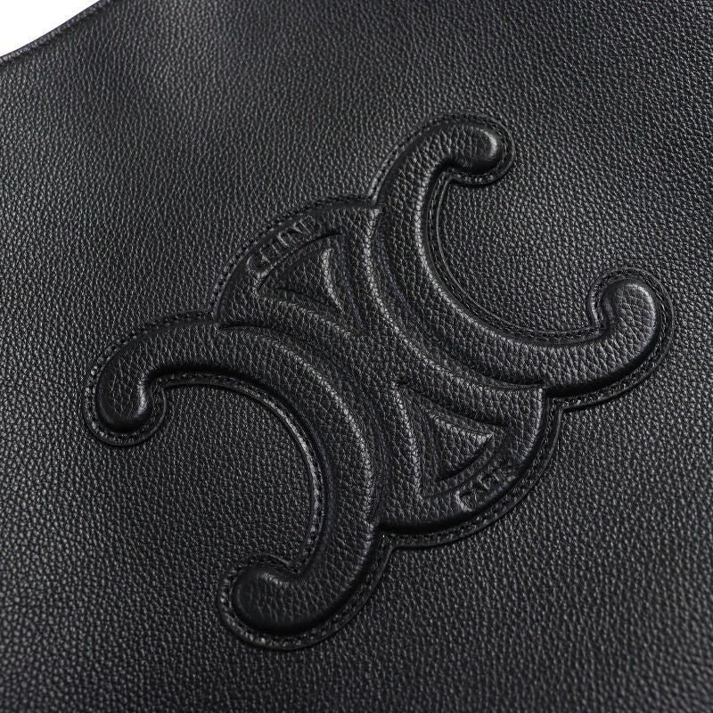 Celine 11685 Cabas Anais Triomphe Medium Leather Tote Bag Shoulder Black Made in Italy Women