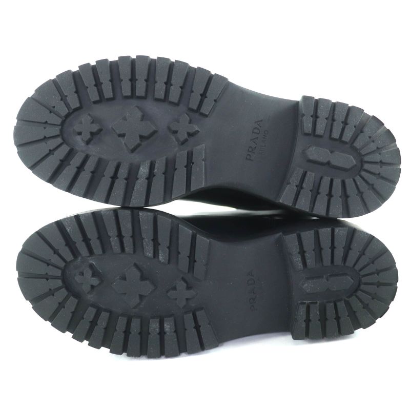 ◇prada 1u635n Mid-length Leather Long Boots With Triangle Logo Plate Black 36