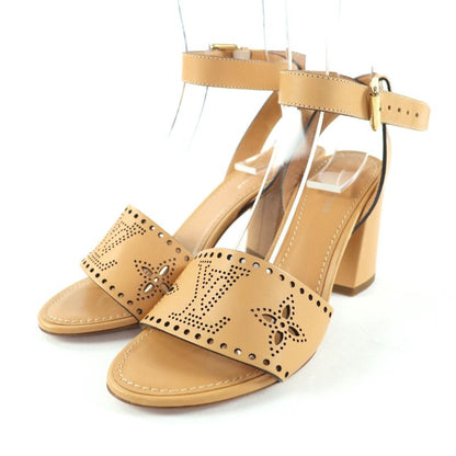 Louis Vuitton Horizon Line Monogram Mahina Ankle Strap Leather Sandals Beige 36