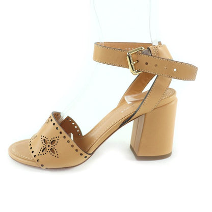 Louis Vuitton Horizon Line Monogram Mahina Ankle Strap Leather Sandals Beige 36