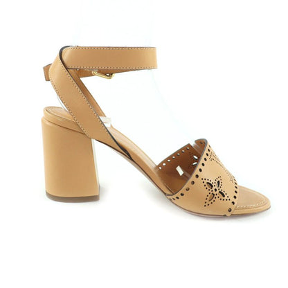 Louis Vuitton Horizon Line Monogram Mahina Ankle Strap Leather Sandals Beige 36