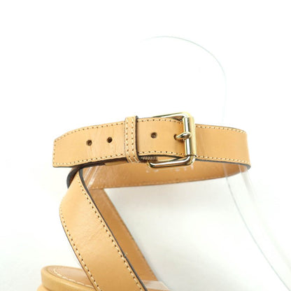 Louis Vuitton Horizon Line Monogram Mahina Ankle Strap Leather Sandals Beige 36