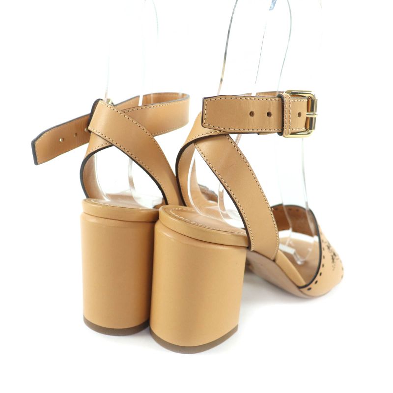 Louis Vuitton Horizon Line Monogram Mahina Ankle Strap Leather Sandals Beige 36