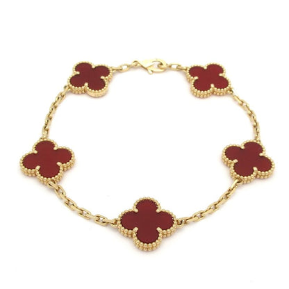 Van Cleef & Arpels Bracelet Vintage Alhambra 18k Yellow Gold X Red 5 Motifs