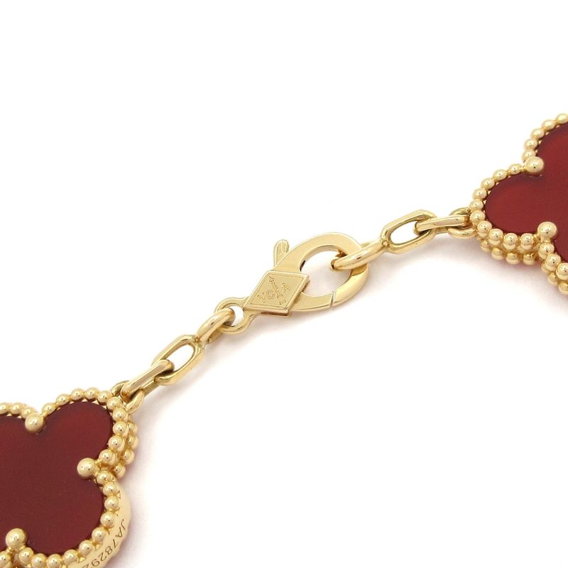Van Cleef & Arpels Bracelet Vintage Alhambra 18k Yellow Gold X Red 5 Motifs