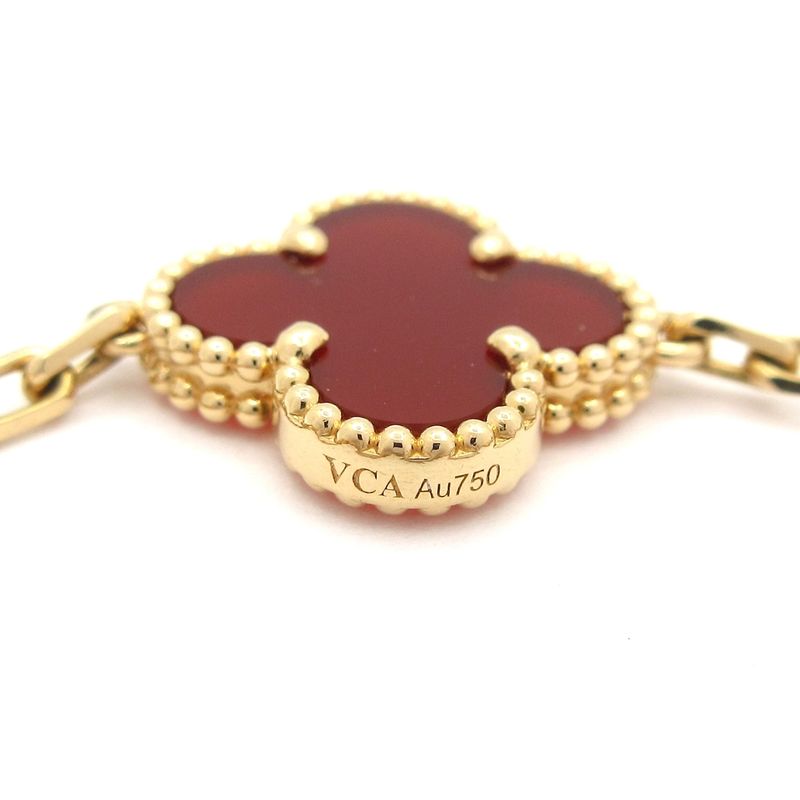 Van Cleef & Arpels Bracelet Vintage Alhambra 18k Yellow Gold X Red 5 Motifs