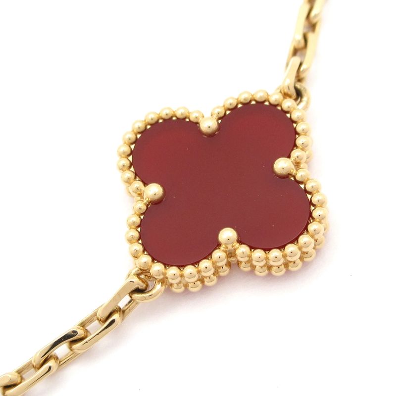 Van Cleef & Arpels Bracelet Vintage Alhambra 18k Yellow Gold X Red 5 Motifs