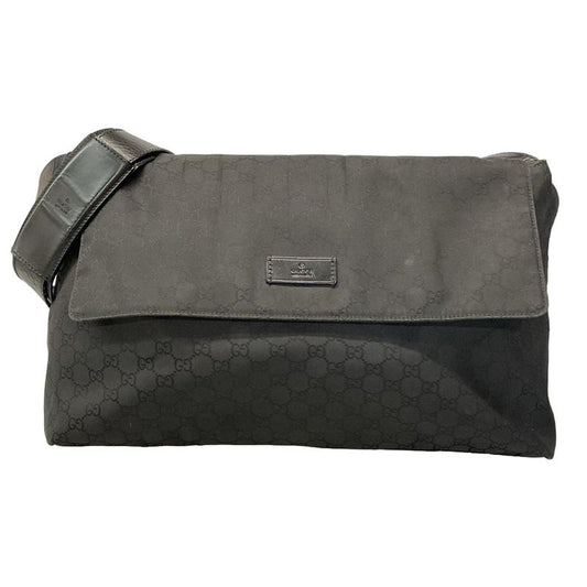 Gucci Shoulder Bag GG Pattern 272350 Black Leather