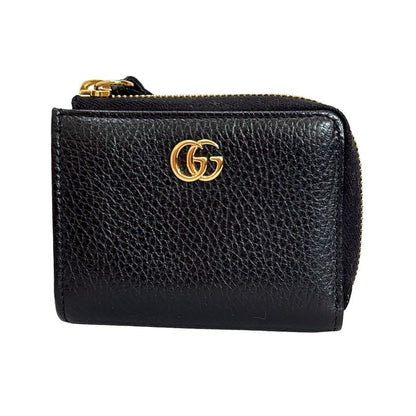 Gucci Coin Case Ggmarmont 644406 Black L-Shaped Zipper Leather