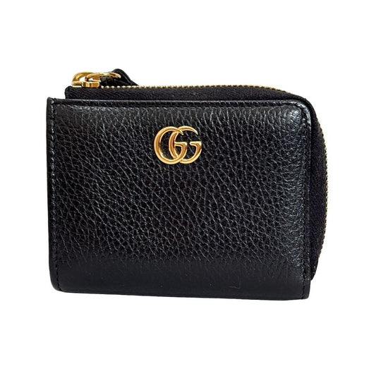 Gucci Coin Case Ggmarmont 644406 Black L-Shaped Zipper Leather